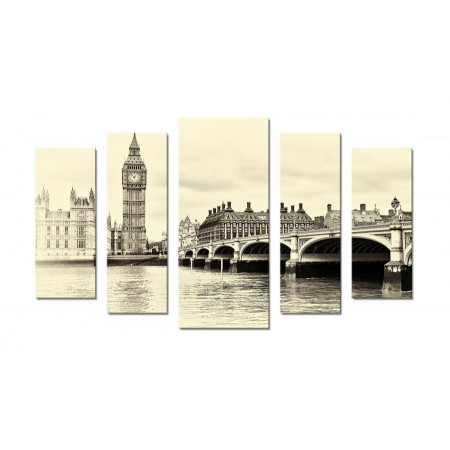 Модульная картина "Вестминстерский мост в черно-белых цветах" 70х120 Ш248