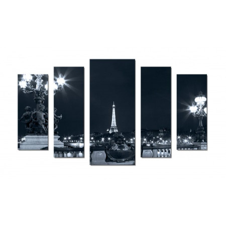 Модульная картина "Париж в ночи" 70х120 Ш171