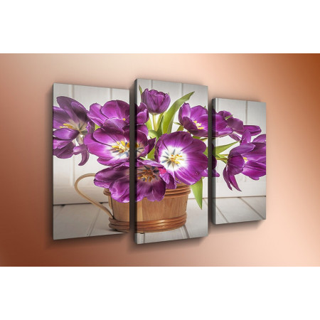 Модульная картина "Букет фиолетовых тюльпанов" 60х80 ТР634