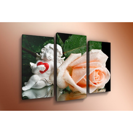 Модульная картина "Ангелочек и роза" 60х80 ТР573
