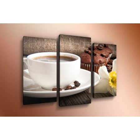 Модульная картина "Чашечка кофе и нарцисс" 60х80 ТР28