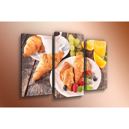 Модульная картина "Завтрак с кофе и круассанами" 60х80 ТР1525