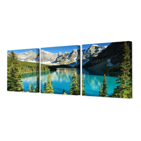 Модульная картина "Озеро на границе гор и леса" 35х110 N42