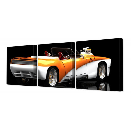 Модульная картина "Бело-оранжевый спорткар" 35х110 N134