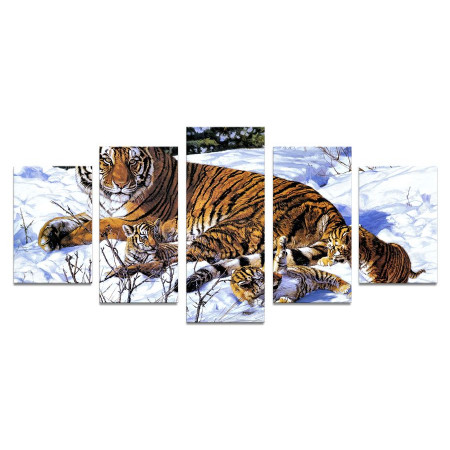 Модульная картина "Тигр на снегу" 110х50 К956