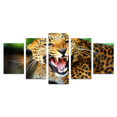 Модульная картина "Оскал леопарда" 110х50 К949