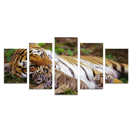 Модульная картина "Тигрица и тигрята" 110х50 К943