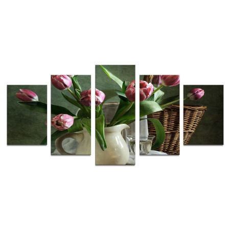 Модульная картина "Кувшин с тюльпанами" 110х50 К813
