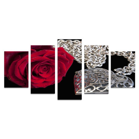 Модульная картина "Роза и серебряный кулон" 110х50 К807
