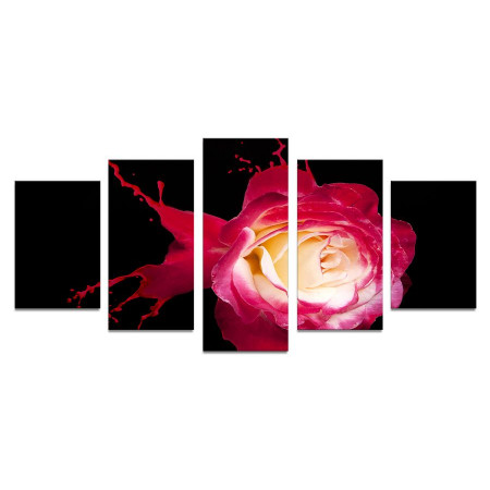 Модульная картина "Роза розовая брызги" 110х50 К794