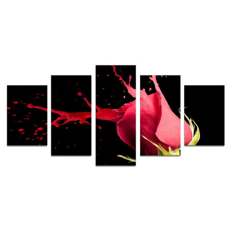 Модульная картина "Роза красная брызги" 110х50 К788