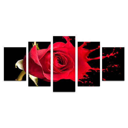 Модульная картина "Роза красная брызги" 110х50 К787