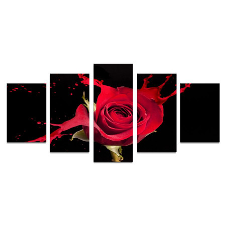 Модульная картина "Роза красная брызги" 110х50 К786