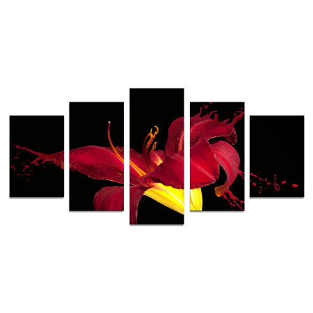Модульная картина "Красная лилия брызги" 110х50 К785