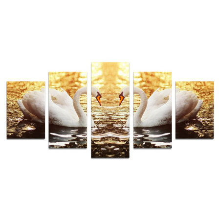 Модульная картина "Сказочно красивые лебеди" 110х50 К735