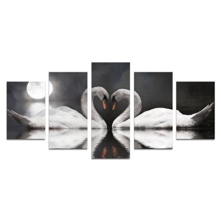Модульная картина "Лебеди в ночи" 110х50 К734