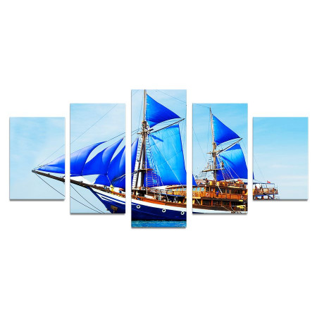 Модульная картина "Корабль с синими парусами" 110х50 К725