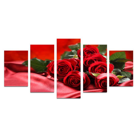 Модульная картина "Розы и шелк" 110х50 К695