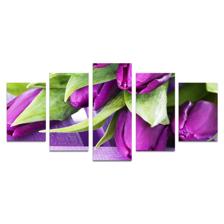 Модульная картина "Фиолетовые тюльпаны" 110х50 К631