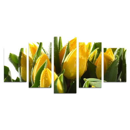 Модульная картина "Букет желтых тюльпанов" 110х50 К628