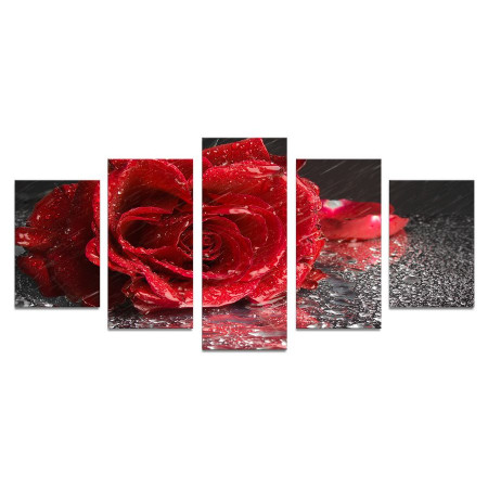 Модульная картина "Роза под дождем" 110х50 К564