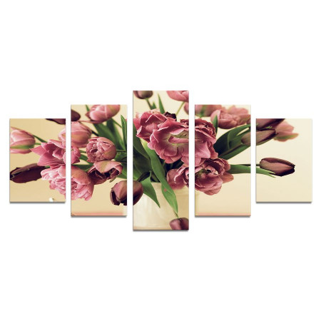 Модульная картина "Ваза с тюльпанами" 110х50 К539
