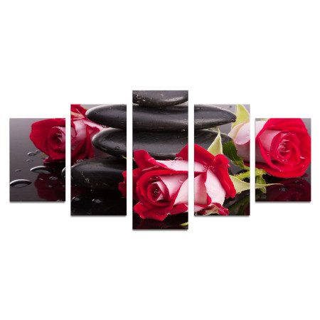 Модульная картина "Розы и камни" 110х50 К500