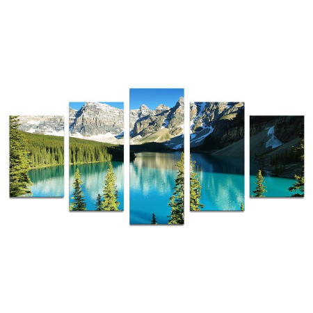 Модульная картина "Озеро на границе гор и леса" 110х50 К477