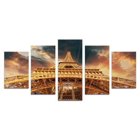 Модульная картина "Эйфелева башня вид снизу" 110х50 К397