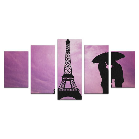 Модульная картина "Влюбленные в Париже" 110х50 К322