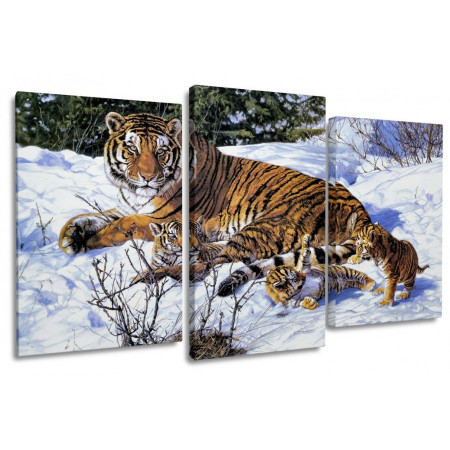 Модульная картина "Тигр на снегу" 100х60 S759