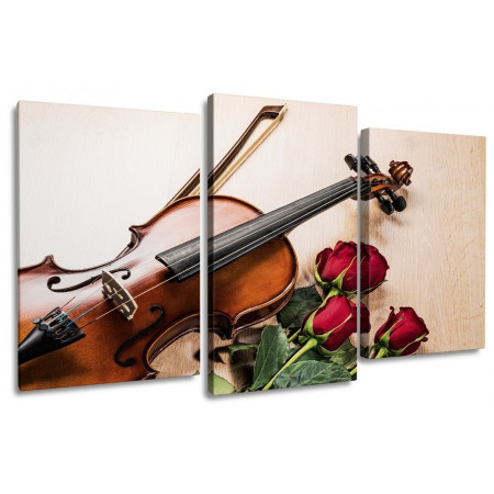 Модульная картина "Скрипка и розы" 100х60 S635