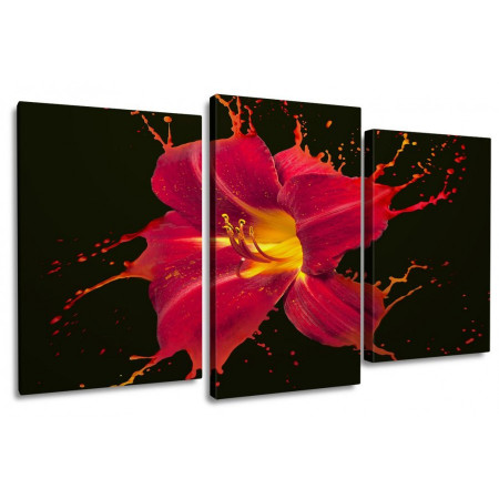 Модульная картина "Красная лилия брызги" 100х60 S586