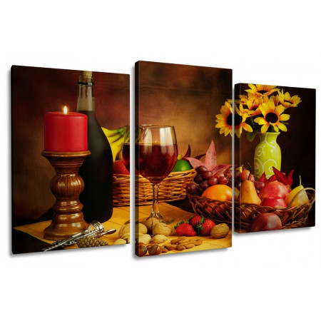 Модульная картина "Красное вино и фрукты" 100х60 S359