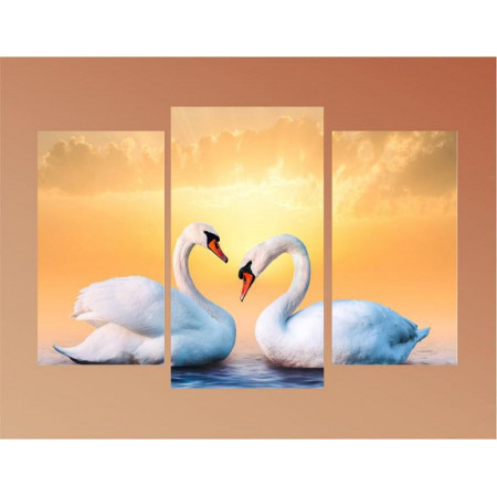 Модульная картина "Лебеди и закат" 60х80 ТР1841
