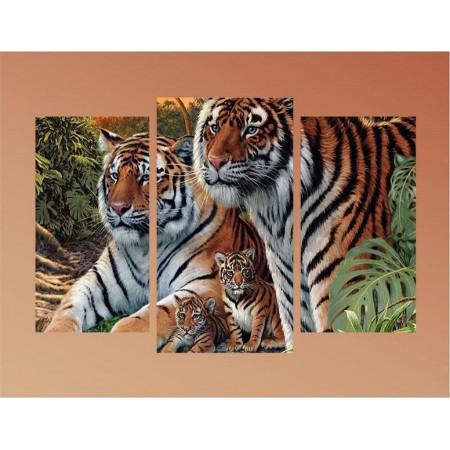 Модульная картина "Семья тигров" 60х80 ТР1632