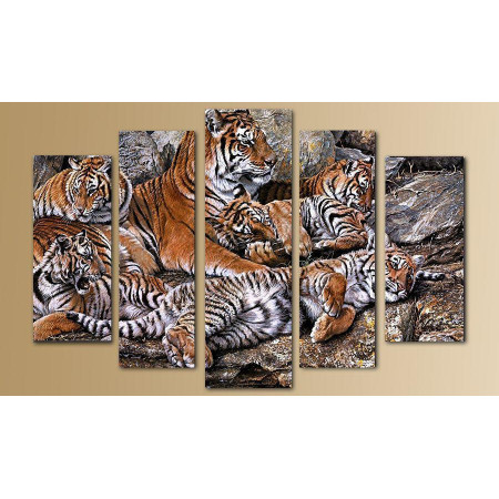 Модульная картина "Много тигров" 80х140 M2524