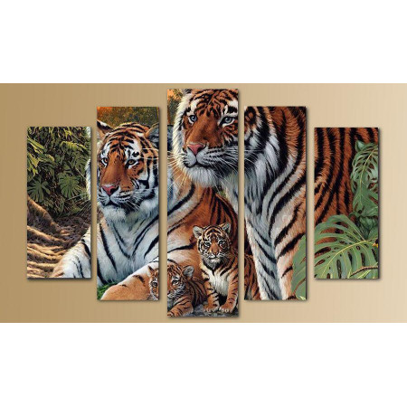 Модульная картина "Семья тигров" 80х140 M2483