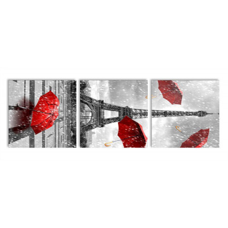 Модульная картина "Париж в черно-красном цвете" 35х110 N374