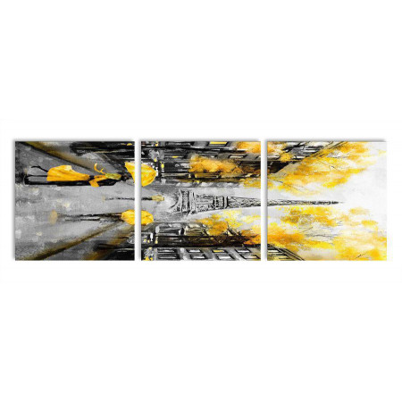 Модульная картина "Париж в черно-желтом цвете" 35х110 N362