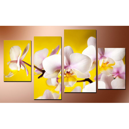 Модульная картина "Орхидеи на желтом фоне" 80х130 чт644