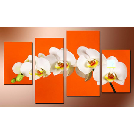 Модульная картина "Орхидея на оранжевом фоне" 80х130 чт578