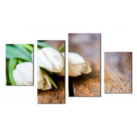 Модульная картина "Белые тюльпаны в букете" 80х130 чт454