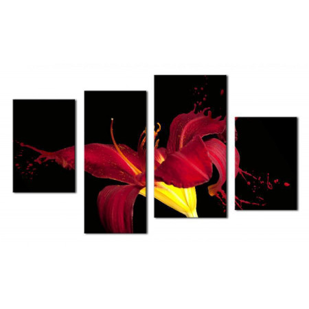 Модульная картина "Красная лилия брызги" 80х130 чт401