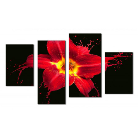 Модульная картина "Красная лилия брызги" 80х130 чт399