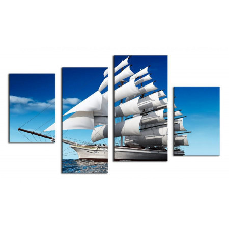 Модульная картина "Корабль с белыми парусами" 80х130 ЧТ345