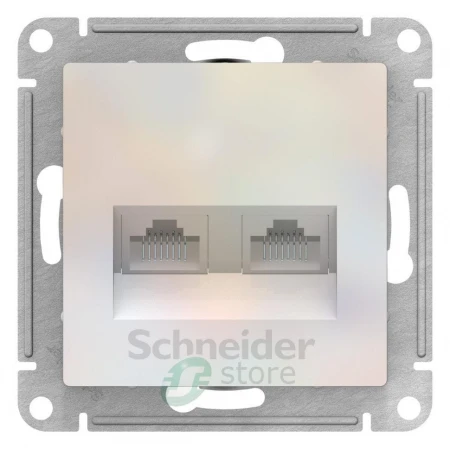 ATN000485 - ATLASDESIGN РОЗЕТКА двойная компьютерная RJ45+RJ45, кат.5E, механизм, ЖЕМЧУГ