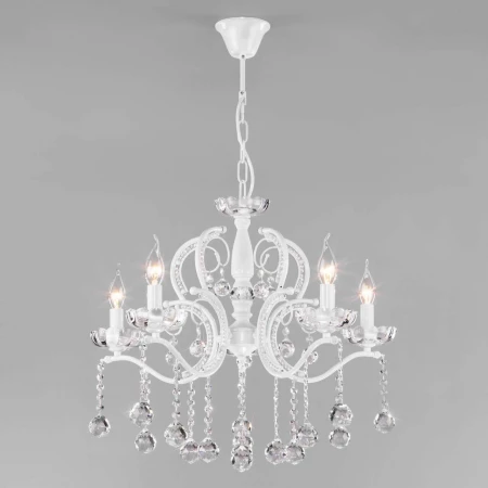 Подвесная люстра Eurosvet Brezza 10107/5 глянцевый белый/прозрачный хрусталь Strotskis