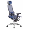 Кресло офисное S-3.04, синий, кожа искусственная NewLeather, ткань сетчатая, армированная арамидным волокном