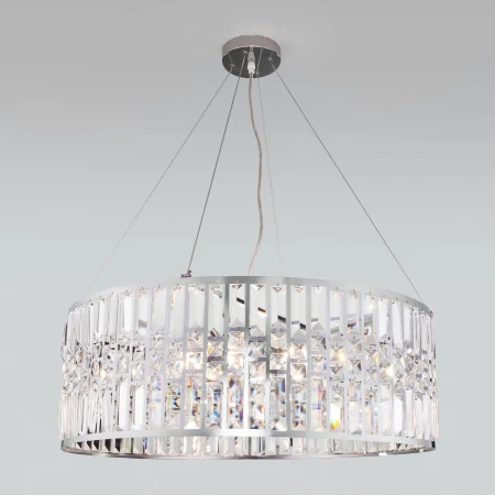 Подвесная люстра с хрусталем Eurosvet 10116/8 хром/прозрачный хрусталь Strotskis